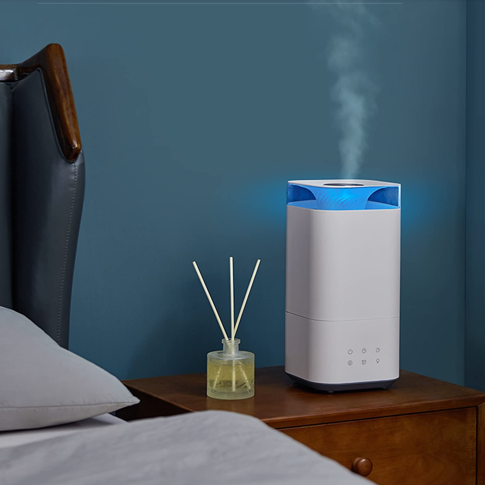 purificador de aire y humidificador Humidificadores for dormitorio, humidificador de niebla fresco ultrasónico: la unidad premium dura un funcionamiento silencioso y silencioso, apagado automático fil