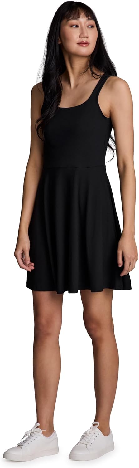 RBX Women's Active Dress, Super Soft Flirty Fit and Flare Quick Drying Stretch Jersey Knit Tank Dress with Pockets