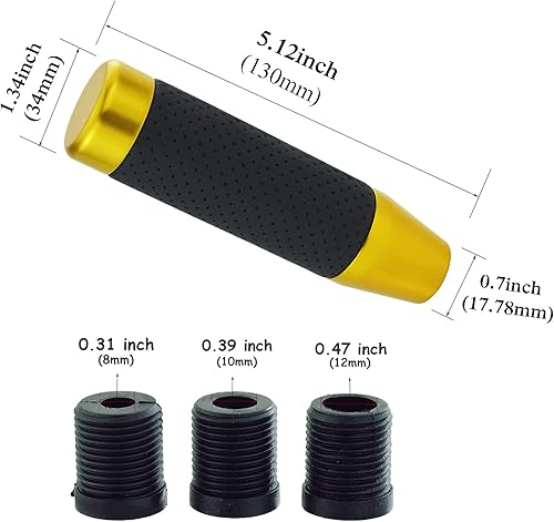 Miniatura 2 de Abfer Pomo de palanca de cambios con peso, adaptador de palanca de cambios de cuero para la mayoría de camiones manuales automáticos, color dorado
