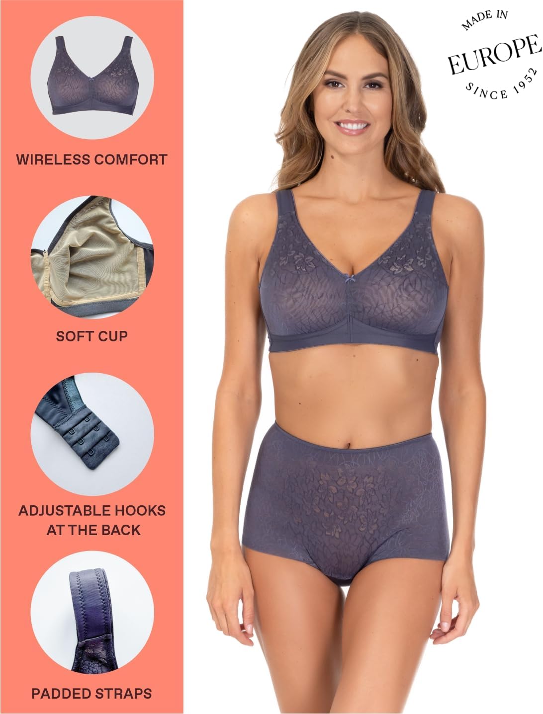 Rosme Women’s Soft Wireless T Shirt Bra Comfortable Seamless Full Coverage No Underwire Smooth Molded Cups Powerlace