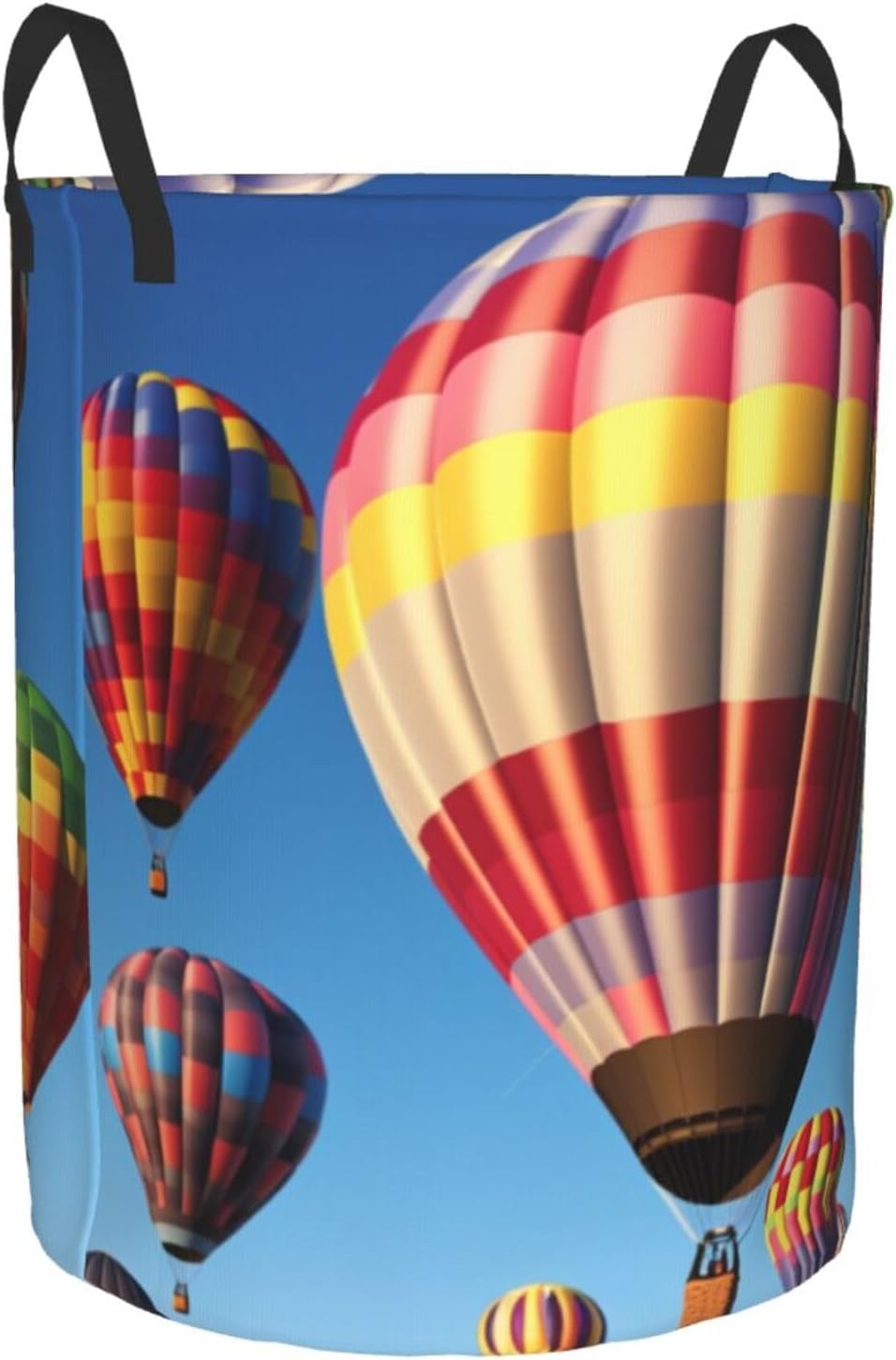 Hot Air Balloons Laundry Basket Collapsible Circular Laundry Hamper with Handles Freestanding Tall Laundry Bag Washing Bin Waterproof Clothes Storage Basket for Blankets Toys Medium