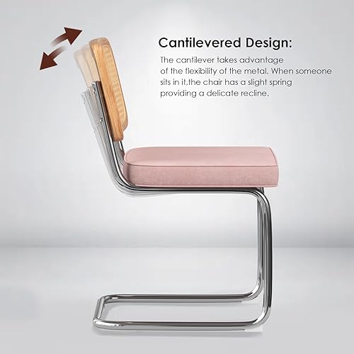 Miniatura 4 de Farini Juego de 2 sillas de cocina y comedor, sillas modernas de mediados de siglo, respaldo de malla sin brazos, sillas de ratán para el comedor