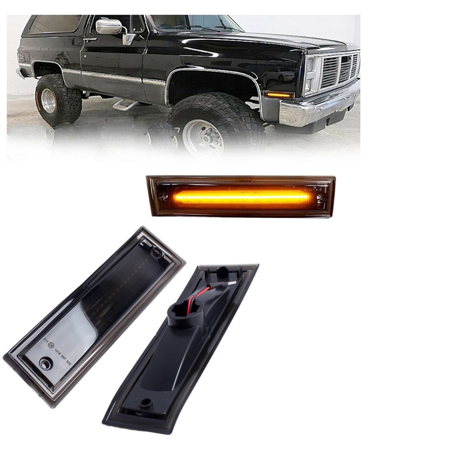 FELPE Intermitentes AutomóViles Para Gmc Para Suburban Para Gmc Para Camioneta 2X Ámbar LED Luz De Posición Lateral Dinámica Repetidor Indicador Lámpara De Señal De Giro Señal de giro del coche