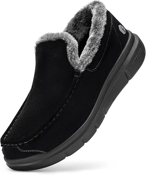 FitVille Extra Wide Men Slippers Slip-on House Slipper Non Slip Orthopedic Winter Shoes for Flat Feet Indoor & Outdoor