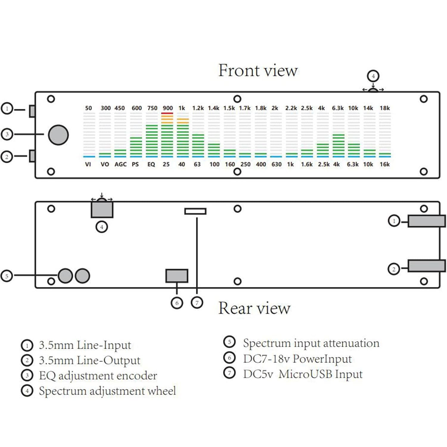 Analizador LED De Espectro De Audio Musical, Pantalla LED De Nivel De Audio, 20 Segmentos/15 Niveles, DSP Incorporado (Opcional), Soporta Ajuste EQ, para Coche, Casa/Amante De La Música