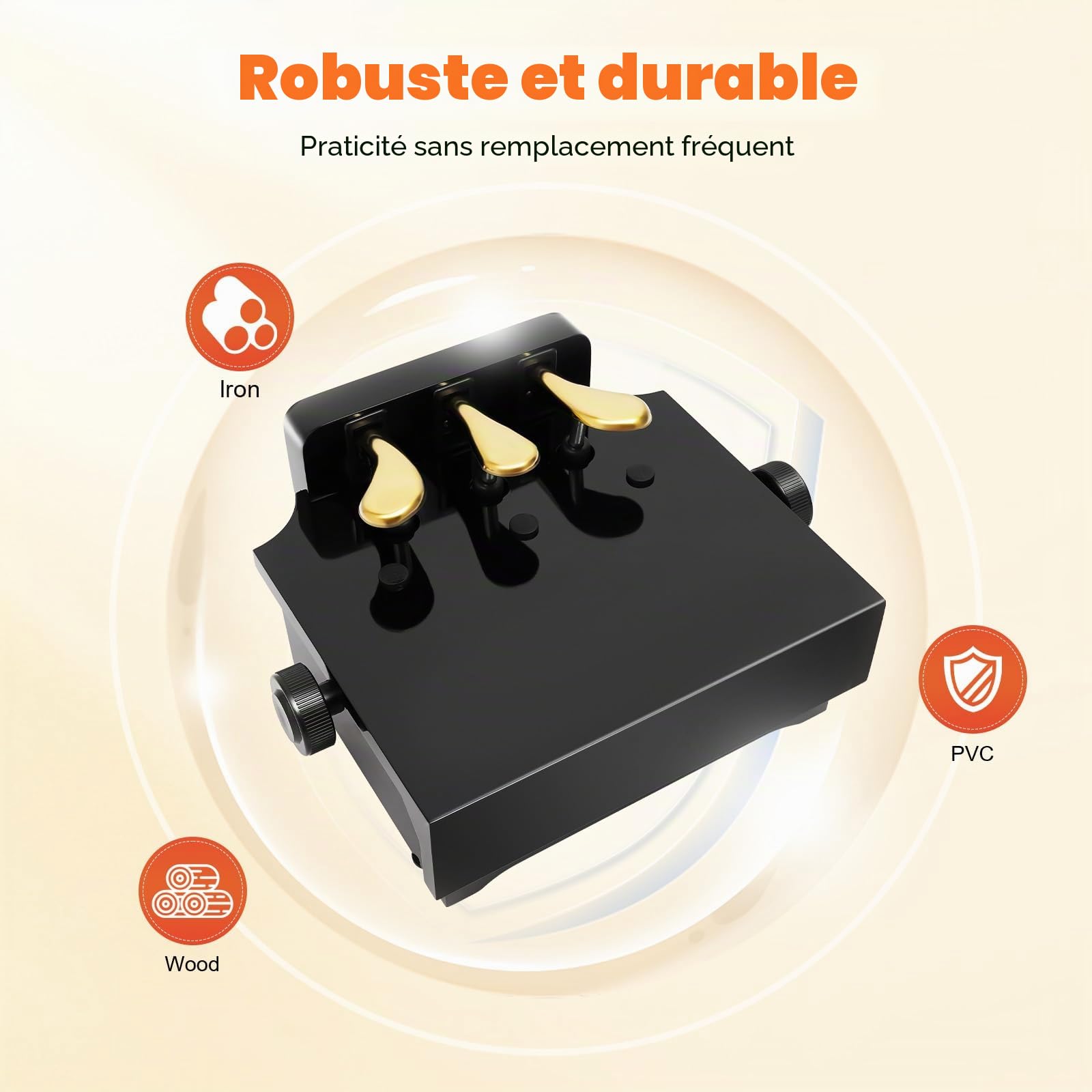 Rallonge de pédale pour enfant avec triple pédale, rehausseur de pédale de piano réglable en hauteur pour enfants de 4 à 12 ans, noir