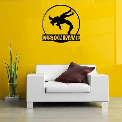 Miniatura 4 de Arte de pared de metal de lucha libre personalizado para mujer, luz LED, letrero de nombre de luchador personalizado, decoración para el hogar,