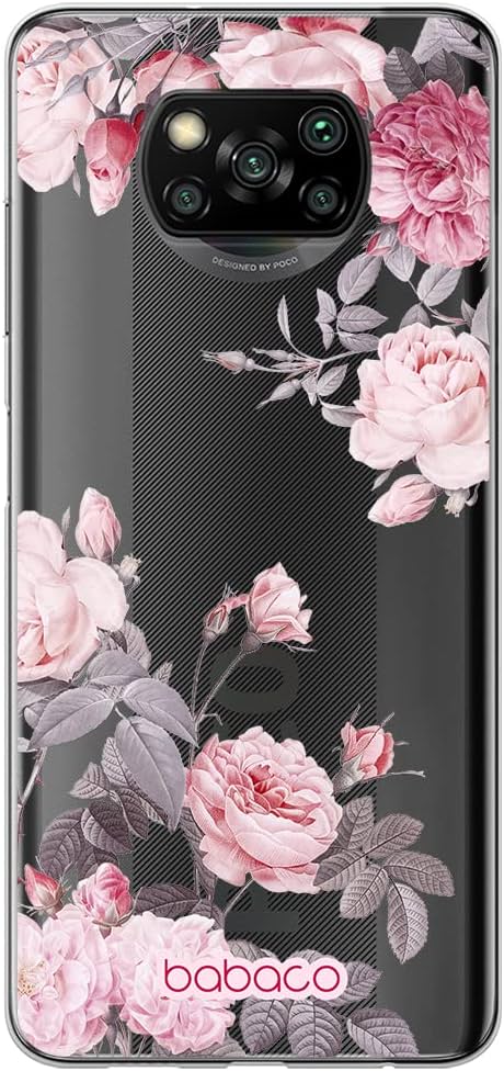 Funda para Xiaomi POCOPHONE X3 de Babaco ERT Group, Patrón de Flores 055 Original y con Licencia Oficial, Adaptada a la Forma del Móvil, Parcialmente Transparente