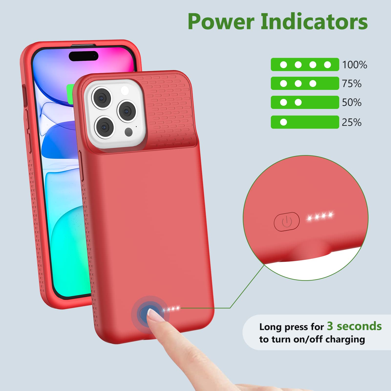 Custodia Batteria GIN FOXI 7000mAh Per IPhone 13/13 Pro/14/14 Pro: Ricarica Extra Sottile E Protezione Antiurto 360°