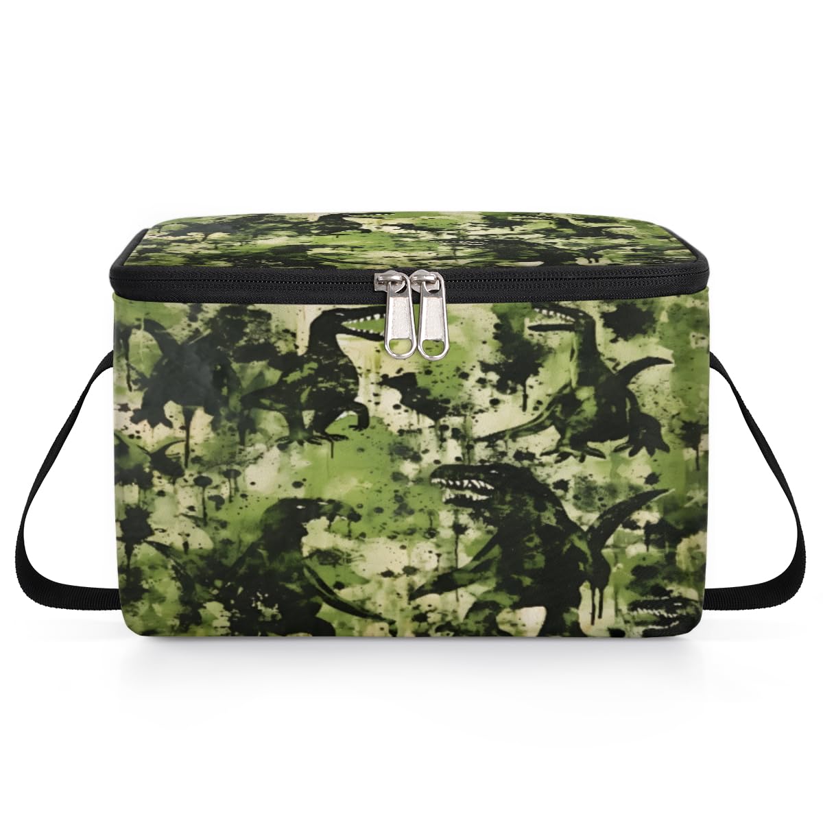 GzLeyigou Camouflage Dinosaur Lunch Bags for Women Men 9 Cans, Hot & Cold Food Delivery Bag Insulated Grocery Bag Insulated Lunch Box Dinosaur Cooler Bag for Office Work Picnic Beach