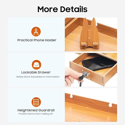 Miniatura 4 de Soporte para monitor con almacenamiento, elevador de monitor de computadora con cajones, organizador de escritorio con almacenamiento, 18.9 x 7.9 x