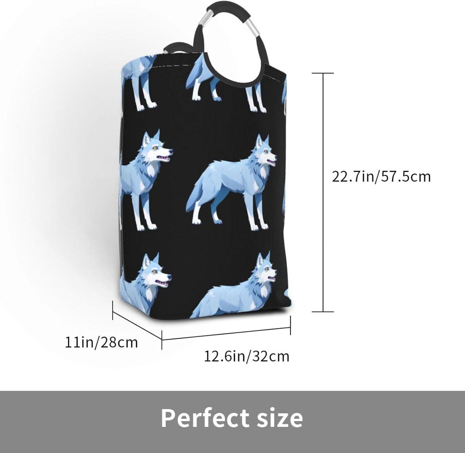 Data Breach Wolf Foldable storage bag, 50L capacity, suitable for laundry room, dormitory bedroom, dirty clothes storage basket.