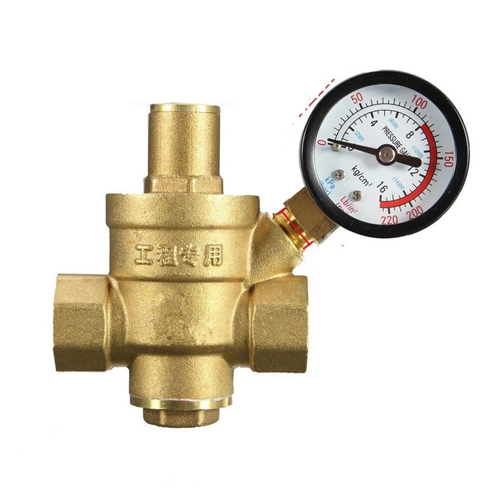 Válvula Reductora de Presión 1 válvula reductora de presión de agua de latón DN15/20/25, válvulas de alivio ajustables con manómetro(DN25 with gauge)