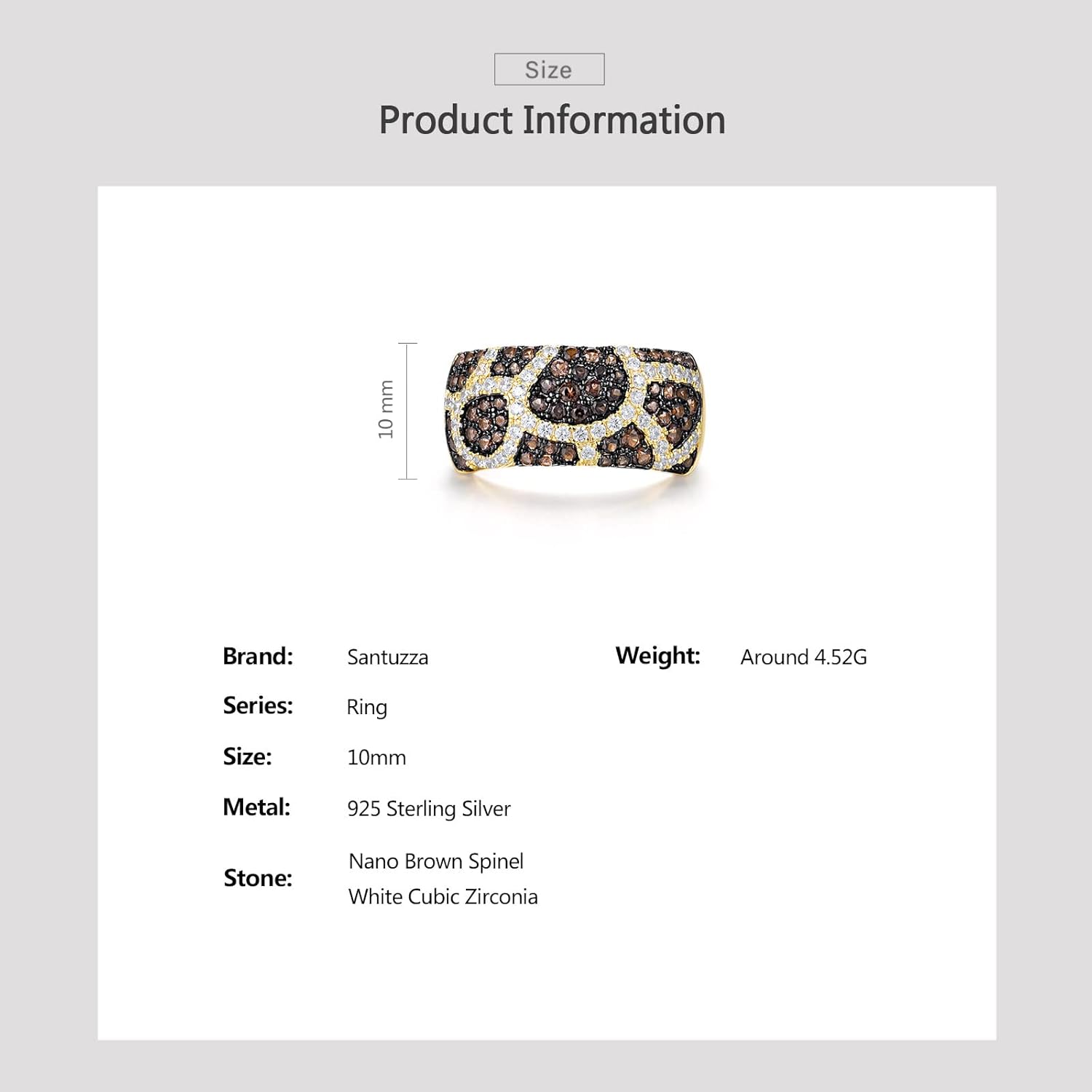 Santuzza 925 Sterling Silver Snakeskin Pattern Gemstone Cubic Zirconia Statement Ring for Women - Image 4