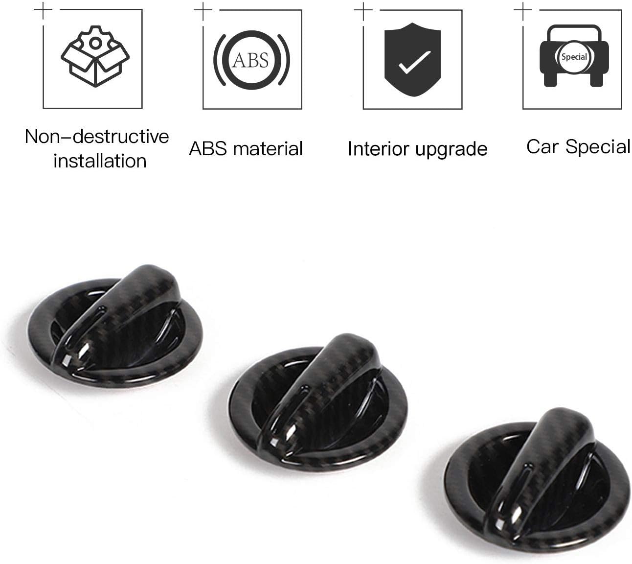 3PCS Car Interior Air Conditioning Switch Knob Cover Trim for Jeep Wrangler JK JKU 2007-2010 (Carbon Fiber Pattern)