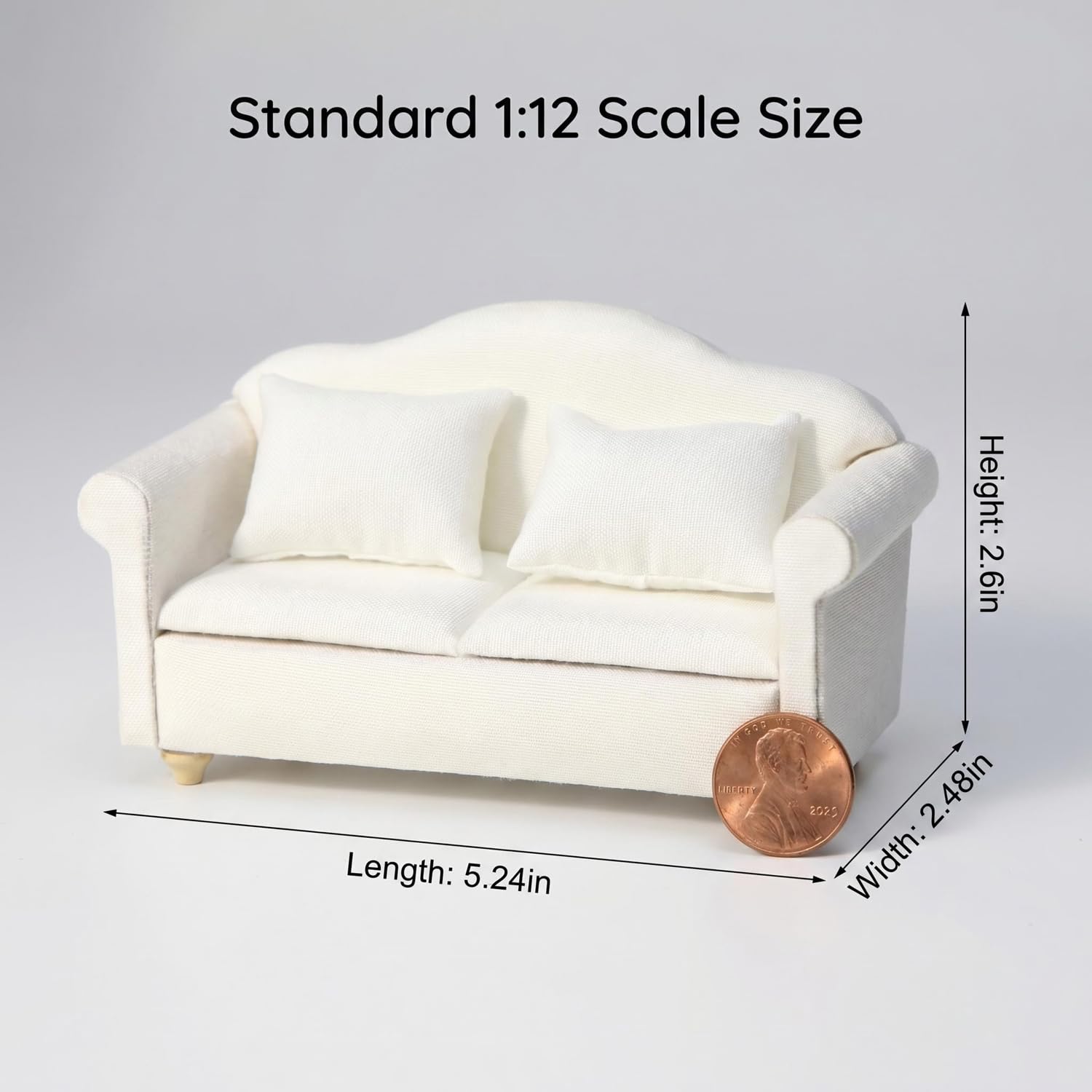 Mini Canapé Trois Places Pour Maison De Poupée – Échelle 1/12 Avec 3 Coussins Amovibles – Déco De Noël Et Meubles Miniatures