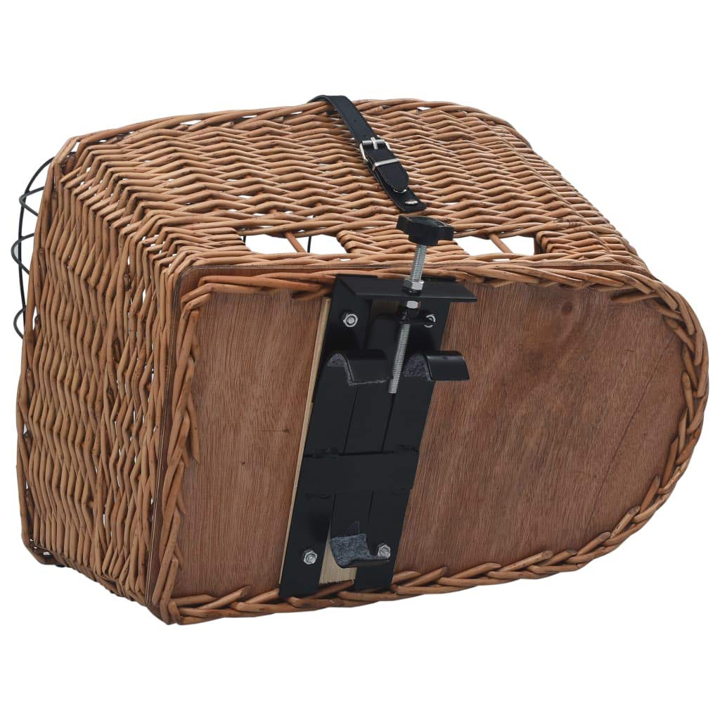 Mangloder - Cestino portapacchi per bicicletta con coperchio, 55 x 31 x 36 cm, in vimini naturale, robusto, rimovibile, per il trasporto di acquisti e animali domestici, adatto per city bike, trekking