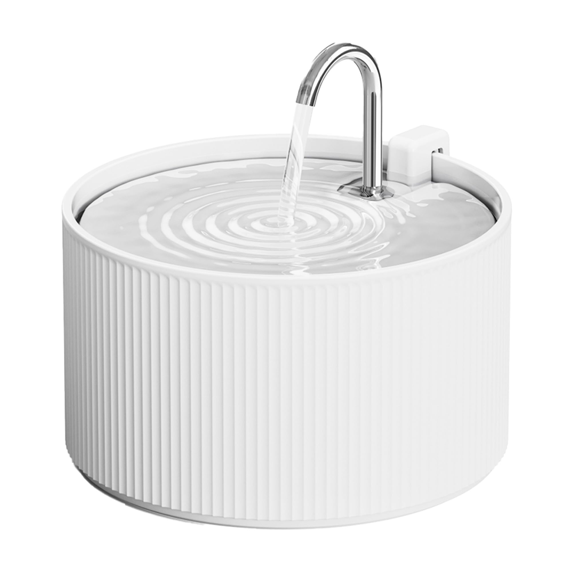 PawsPik Ceramic Serenity Pet Water Fountain – Faucet-Style Spout, Quiet Motor, 5-Layer Filter – BPA-Free Ceramic Bowl for Dogs & Cats, 9-Cup, White