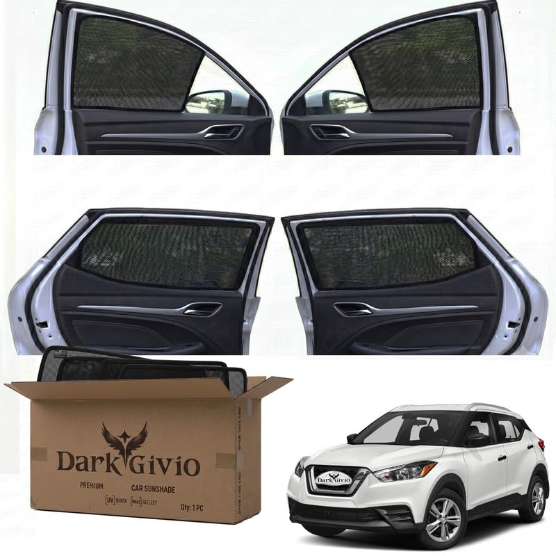 Image of Car Window Sun Shade Protector for KICK | Exact Fit Non-Magnetic Half Cut Sunshade (Set of 4 /6) | UV Blocker Side Window Car Curtains & Interior Accessory