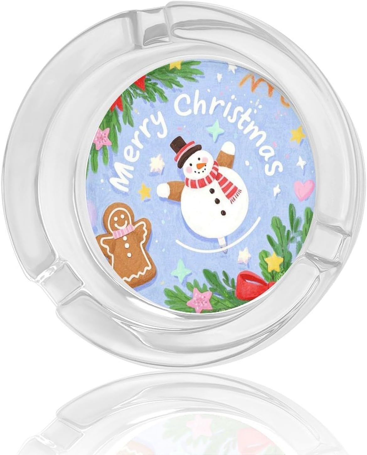 Smokeless Ashtray Ash Tray Outdoor Ashtray Happy Snowman Ginger Bread Glass Ashtrays for Home Office Smokers Decoration