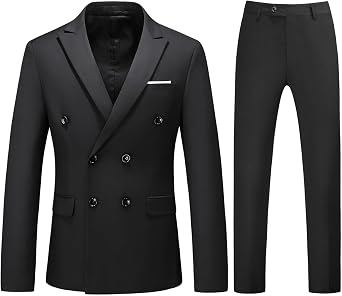 Mens Suits Slim Fit 2 Piece Double Breasted Blazer Tuxedo Suit Set for Men Casual Wedding Casual Business