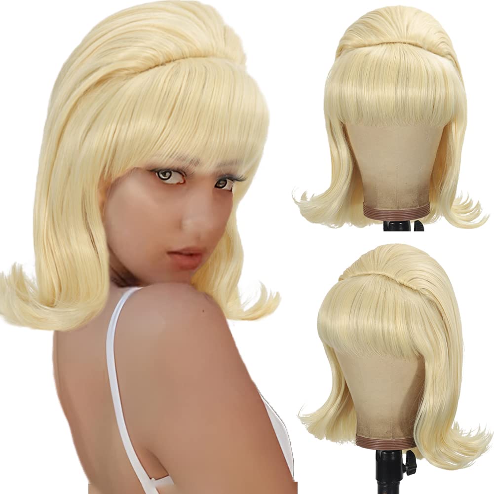 Blonde Beehive Wig Women 50s 60s 70s Wig with Bang Retro Bouffant Wigs Drag Queen Wigs - Image 2