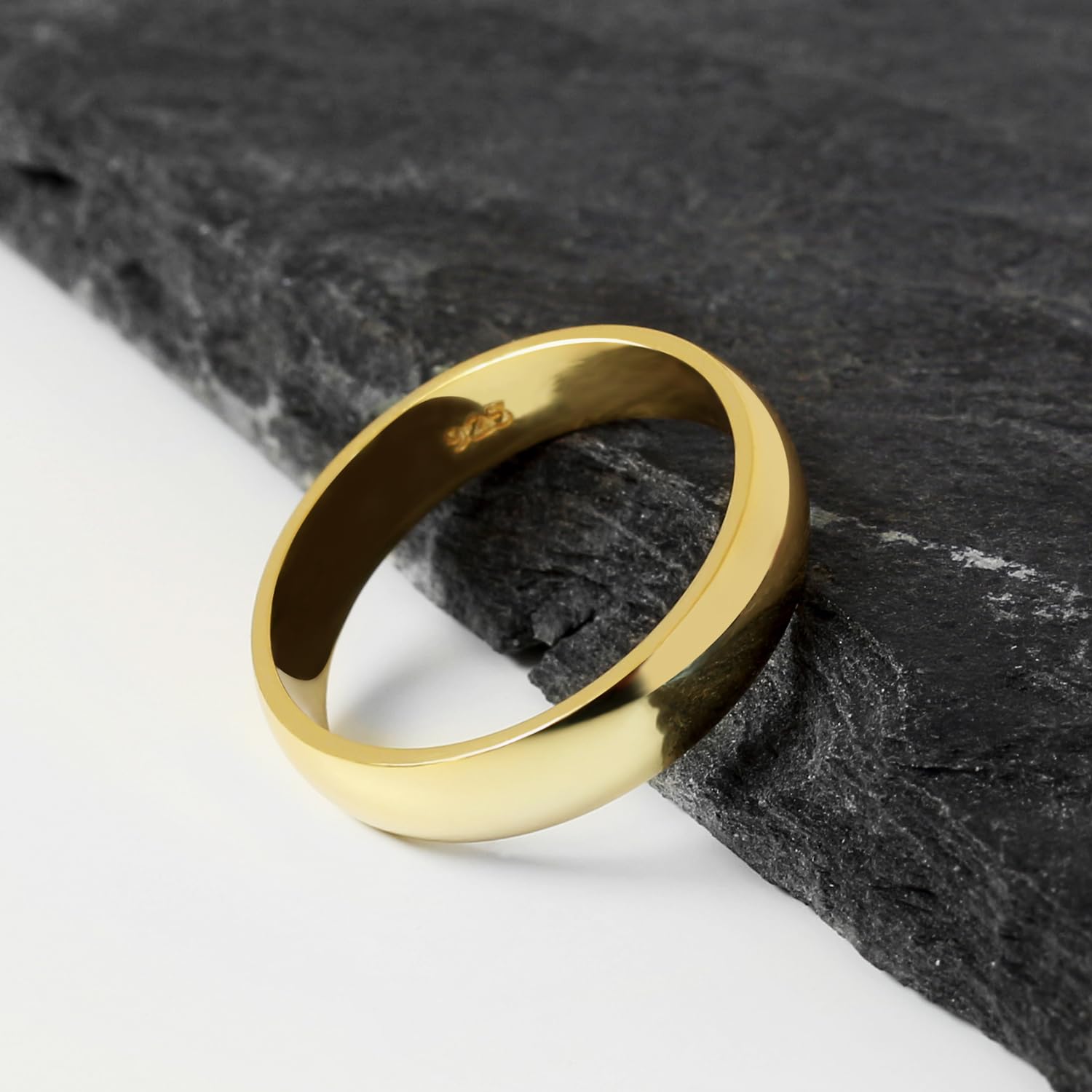 Treuheld® 925 Sterling Silber Ring Gold 48 Größen Damen Herren