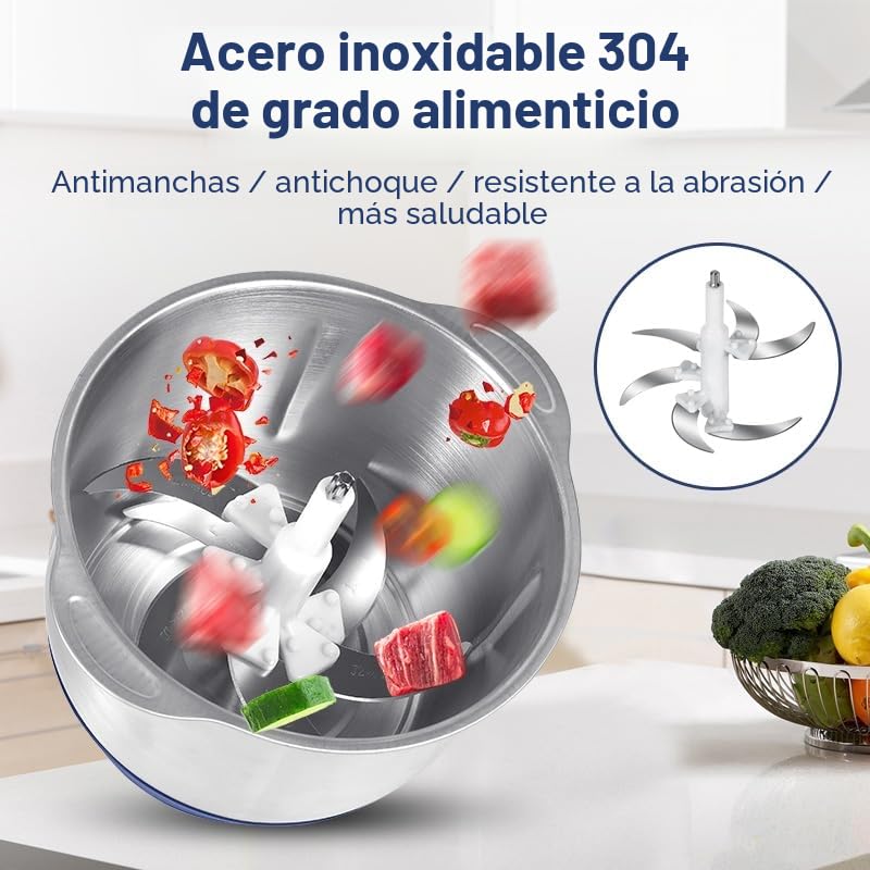 Picadora eléctrica de 500 W, 5 litros, 6 cuchillas inoxidable, mini picadora universal para carne, cebolla, frutas, verduras, alimentos