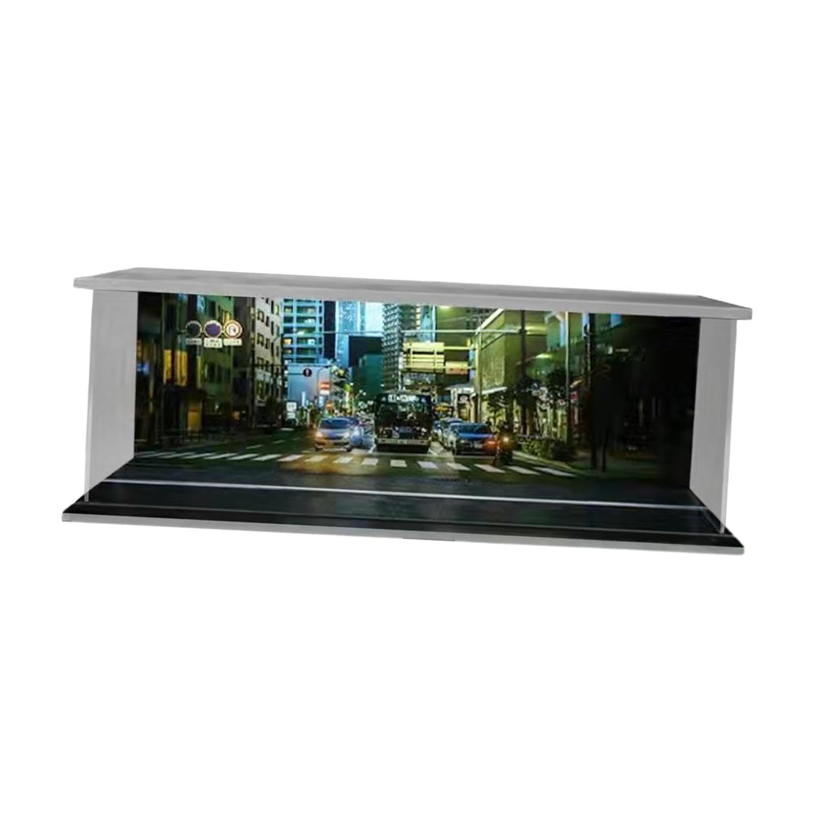 Vitrina en Miniatura a Escala 1/64, Diorama de Coche, Garaje Simulado, Caja de Exhibición LED de Acrílico, Adecuada para, Cruz