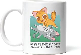 Funny Pet Gift Cat Farting Orange Cat Bringing Gray Cat For Animal Lovers 11oz 15oz White Coffee Mug