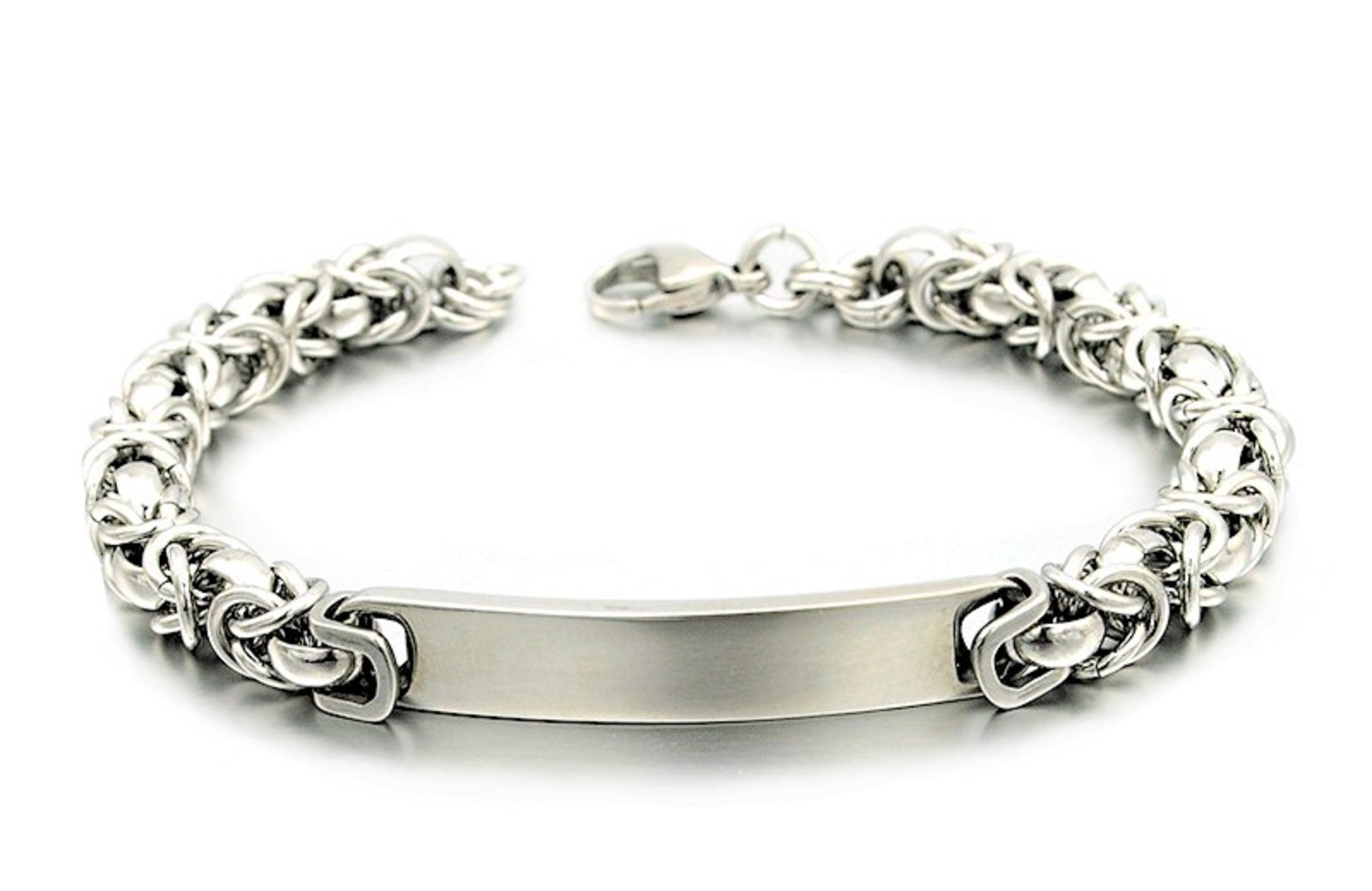 ID Edel-Königsarmband Edelstahl mit Gravur nach Wunsch Partnerarmband Silber mit Box