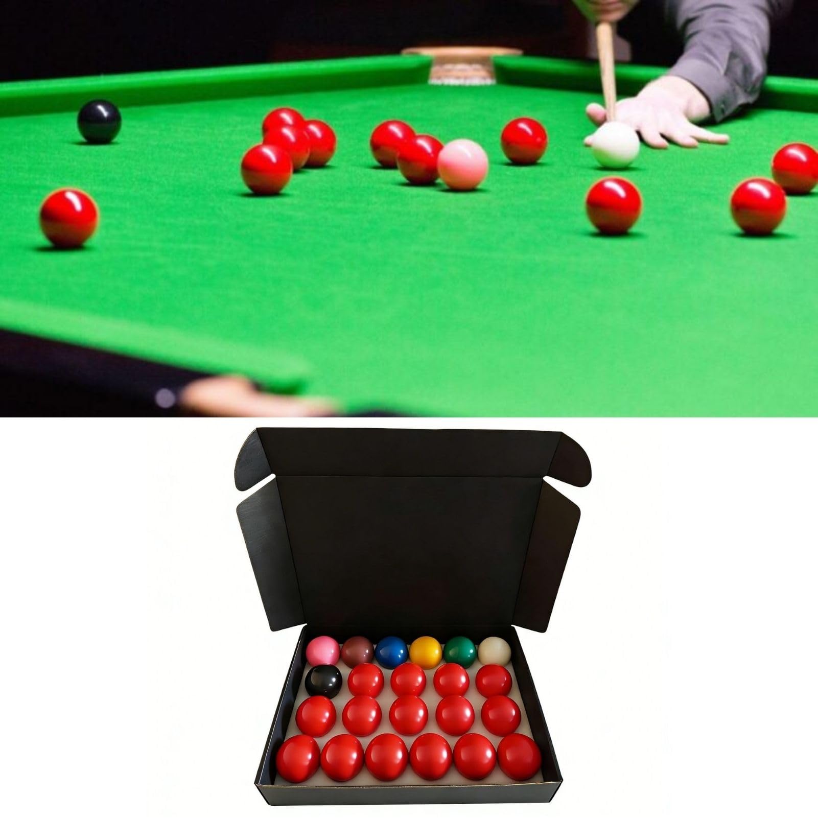Snooker Kugeln Set, 22 Stück 52,5 mm Snooker Balls Set Harz Britisches Billardkugeln Set, 15 Rote, 6 Farbige und 1 Weiß Kugel