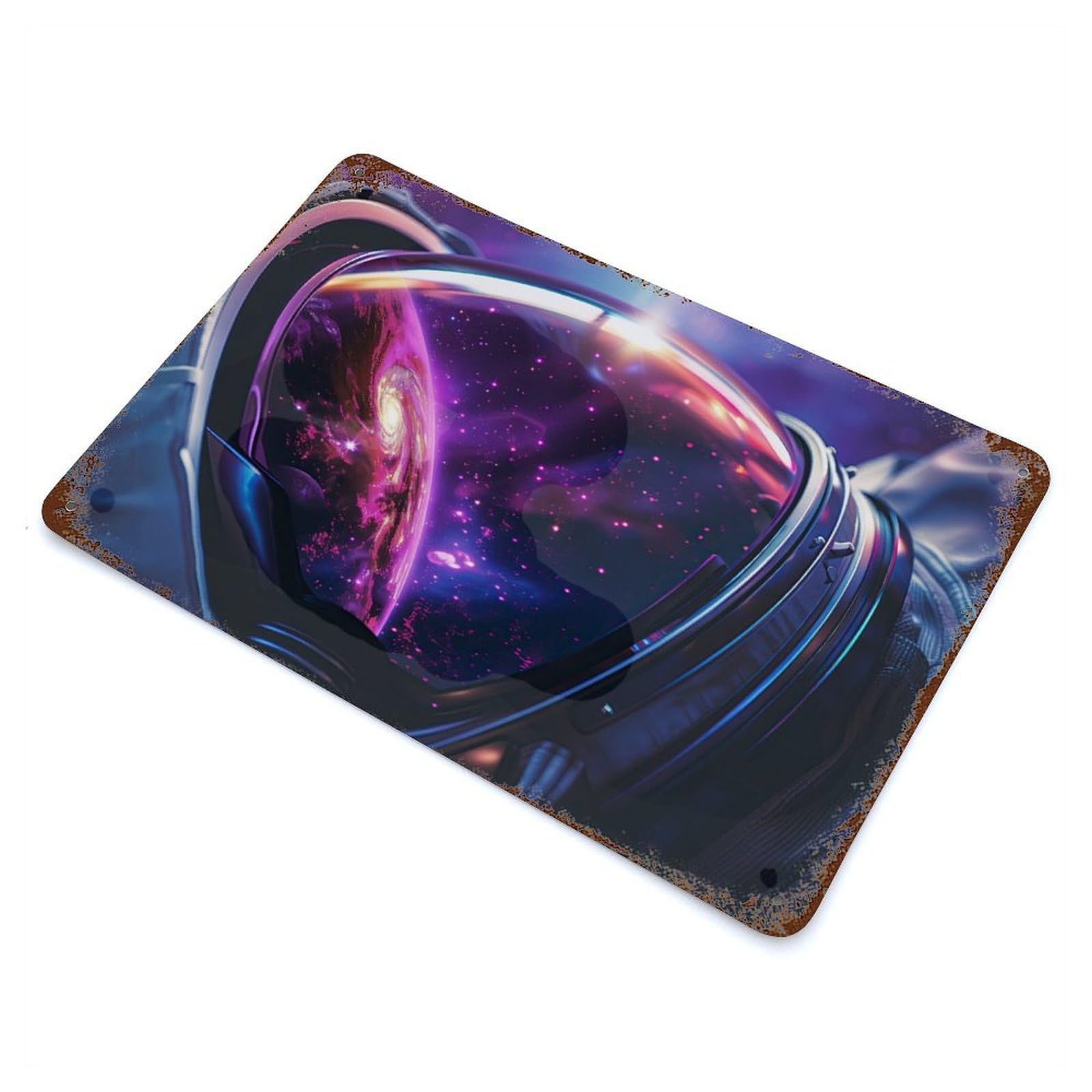 Galactic Gaze Vintage Rust Metal Sign 11.8"x7.9", Farmhouse Wall Decor for Garage, Pub Or Kitchen