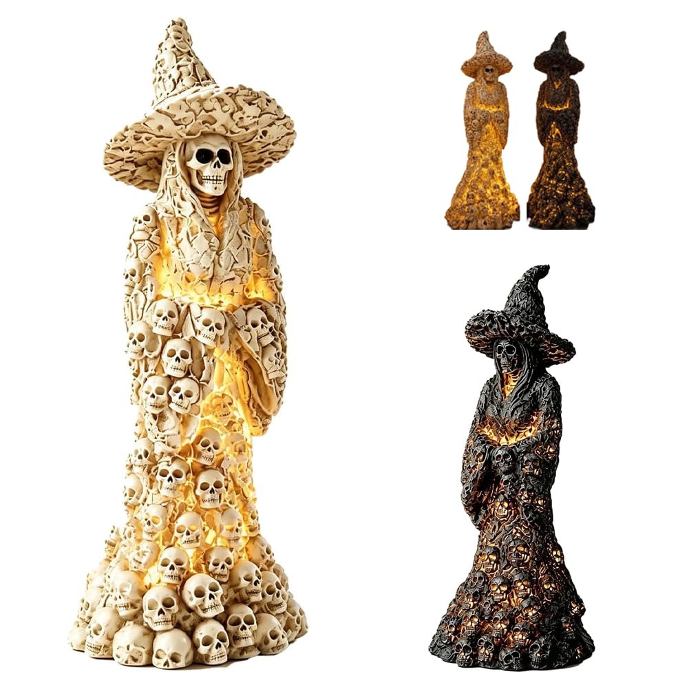 MYDZSI Skeleton Witch Ornament Halloween Ghost Decor with Led