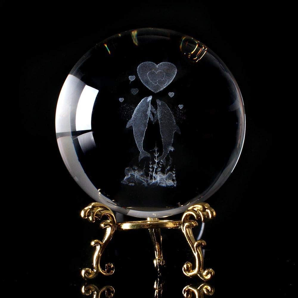 Amazon.co.jp: 占い水晶玉を見つめる 8cm 3Dレーザー彫刻タワーK9