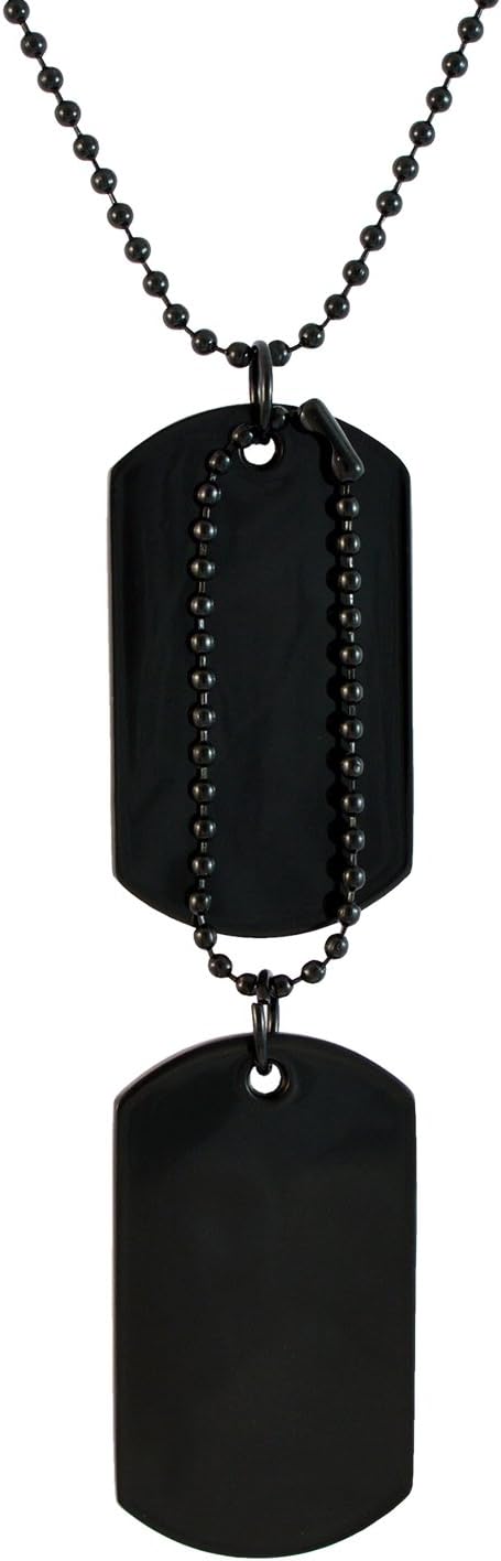 Sarah Plain Pendant Dog Tag Necklace for Boys and Men(Black)