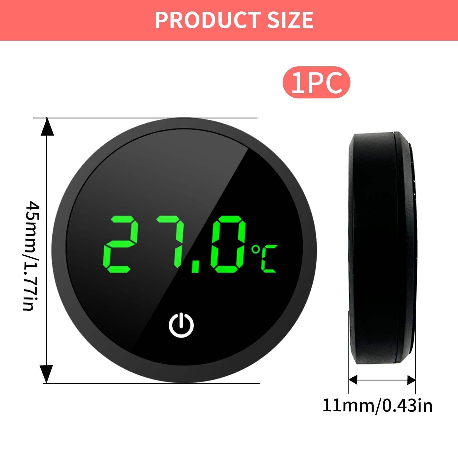 Fish Tank Thermometer Digital Aquarium Thermometer Mini Wireless Touch LED Display ±1°C Tropical Thermograph Reptile Tank Accessories for Monitoring Fish Turtle Reptile Glass Water Tank Temperature - Image 4