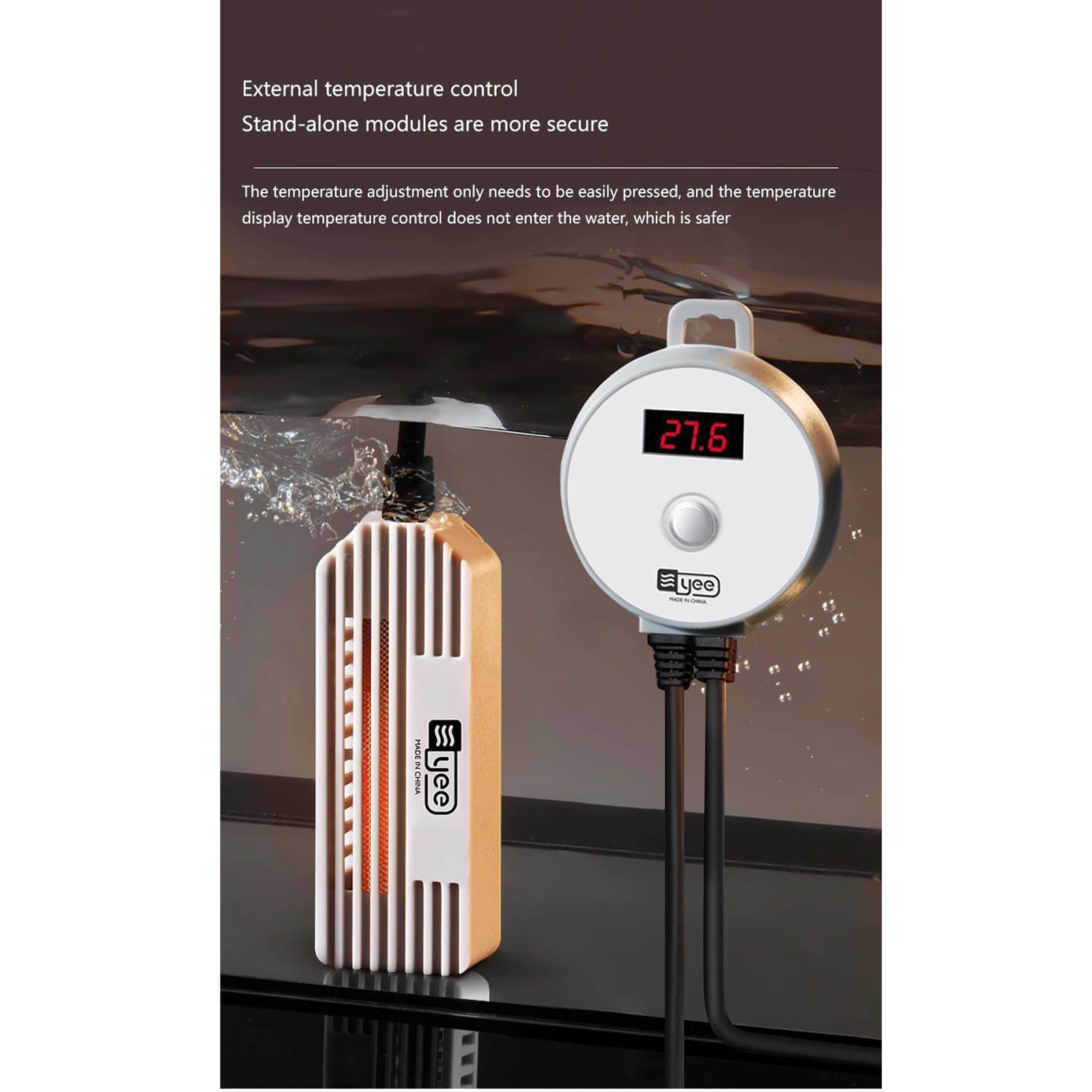 Varilla calefactora para Tanque de Tortuga, Calentador automático de Temperatura Constante, Mini Calentador de Tanque de Peces de bajo Nivel de Agua a Prueba de explosiones, 50W (50W)