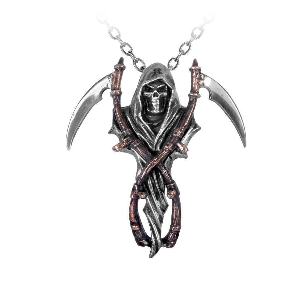 AlchemyGothic The Reapers Arms Pendant - Two-Tone Pewter Grim Death Design