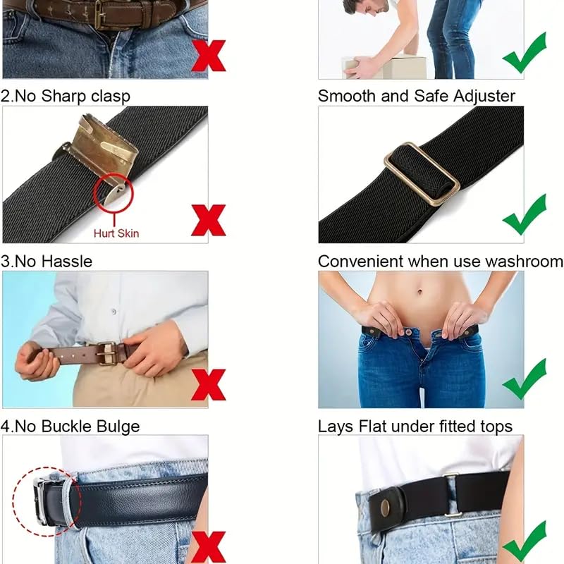 No Buckle Stretch Invisible Belt for Women or Men, Invisible Elastic Stretch Belt for Jeans Pants3