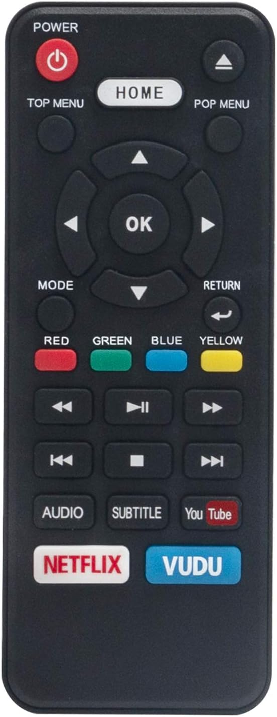 AIDITIYMI NC453 NC453UL Replaced Remote Control fit for Sanyo Blu-ray Disc DVD Player Blu Ray FWBP706F FWBP706FA FWBP706FC Home Audio with Netflix Vudu Button Key