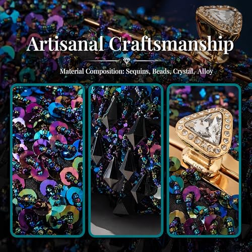 Image of RomanticDesign Women Bling Evening Bag Fashion Embroidered Beaded Sequin Clutch Cocktail Wedding Party Purse