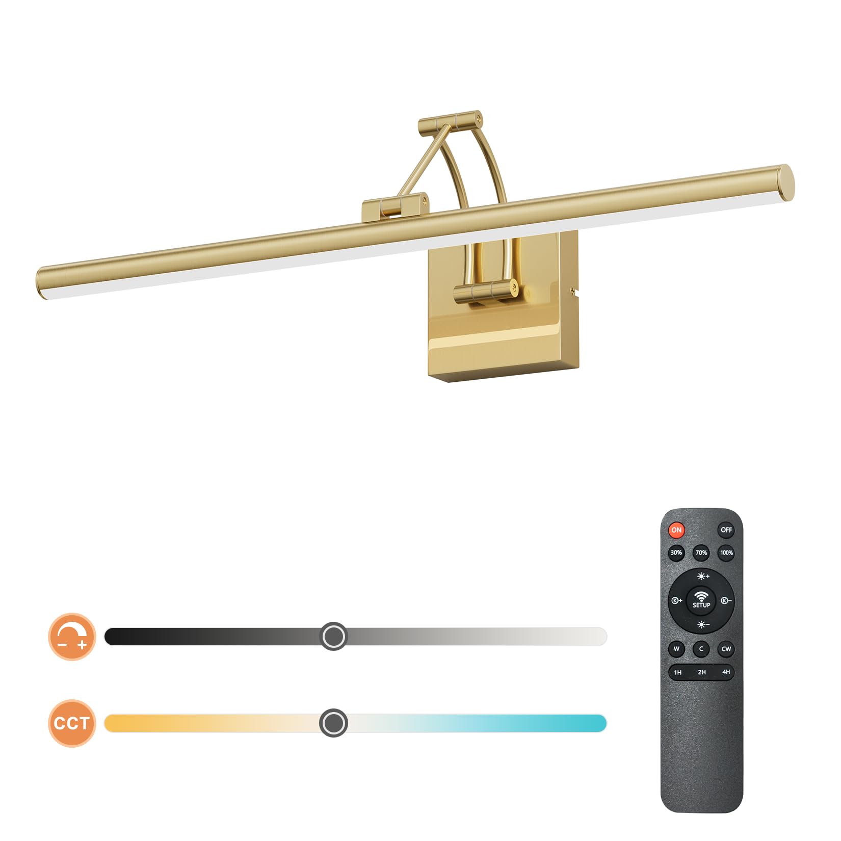 Tipace Hard-Wired LED Picture Light Fixtures,3CCT Dimmable Metal Artwork Display Lamp with Remote Control,Gold Modern Gallery Lights Wall Lights for Picture Display