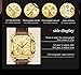 OLEVS Watch for Men Chronograph Square Brown Leather Fashion Big Face Business Drees Waterproof Luminous Casual Business Gold Men Watch