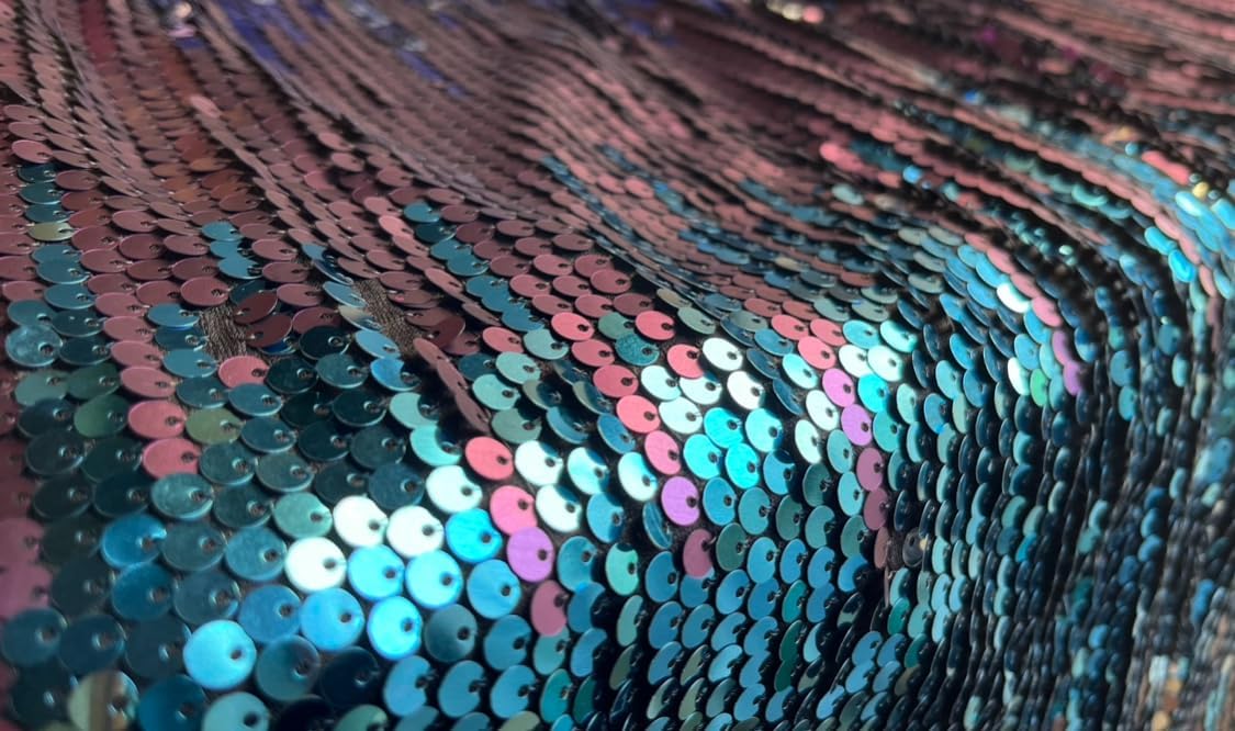 RED DOT BOUTIQUE 847 - Long Sleeves Multi Color Sequin Bodycon Party Short Dress - Image 5