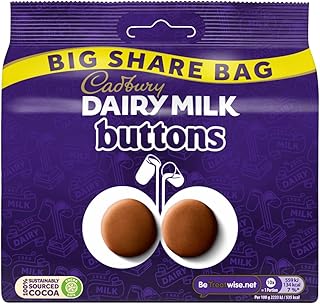 Cadbury Dairy Milk Giant Buttons Chocolate Bag, 184.8g