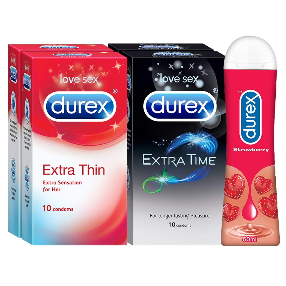 Pleasure Packs (Durex Extra Thin 10s, Extra Time 10s, Extra Thin 10s, Extra Time 10s, Strawberry 50 ml)-picture-24