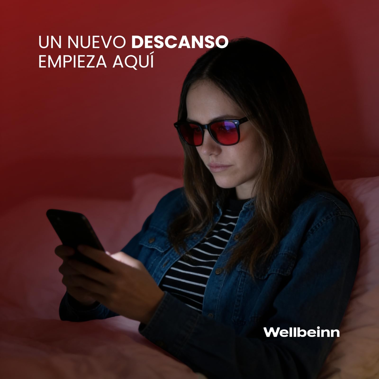 WELLBEINN Gafas Unisex Luz Roja | Filtro Luz Azul (400-500nm) y Verde (500-560nm) | Gafas para Uso Nocturno y Pantallas | Antifatiga Visual y Visión Nítida | Sueño Profundo y Reparador