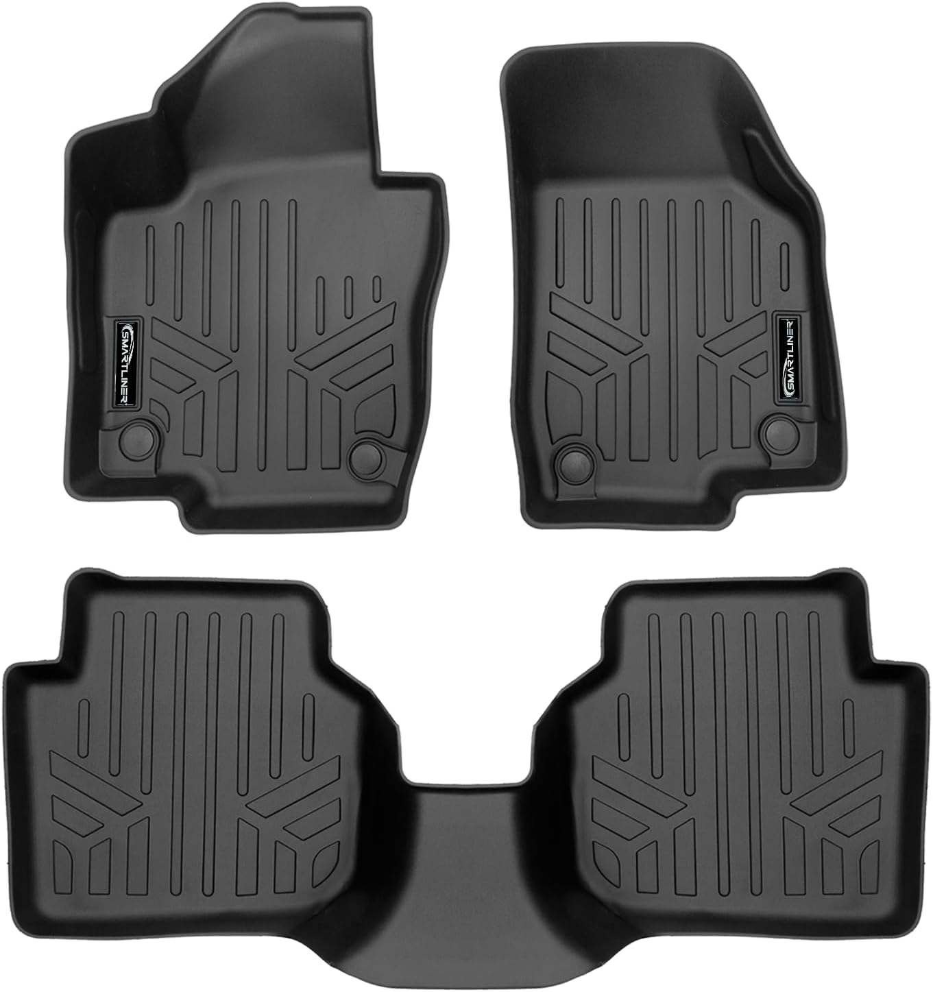 SMARTLINER All Weather Custom Fit Black 2 Row Floor Liner Set Compatible with 2012-2019 Volkswagen Passat (Only Fits Automatic Transmission Models)