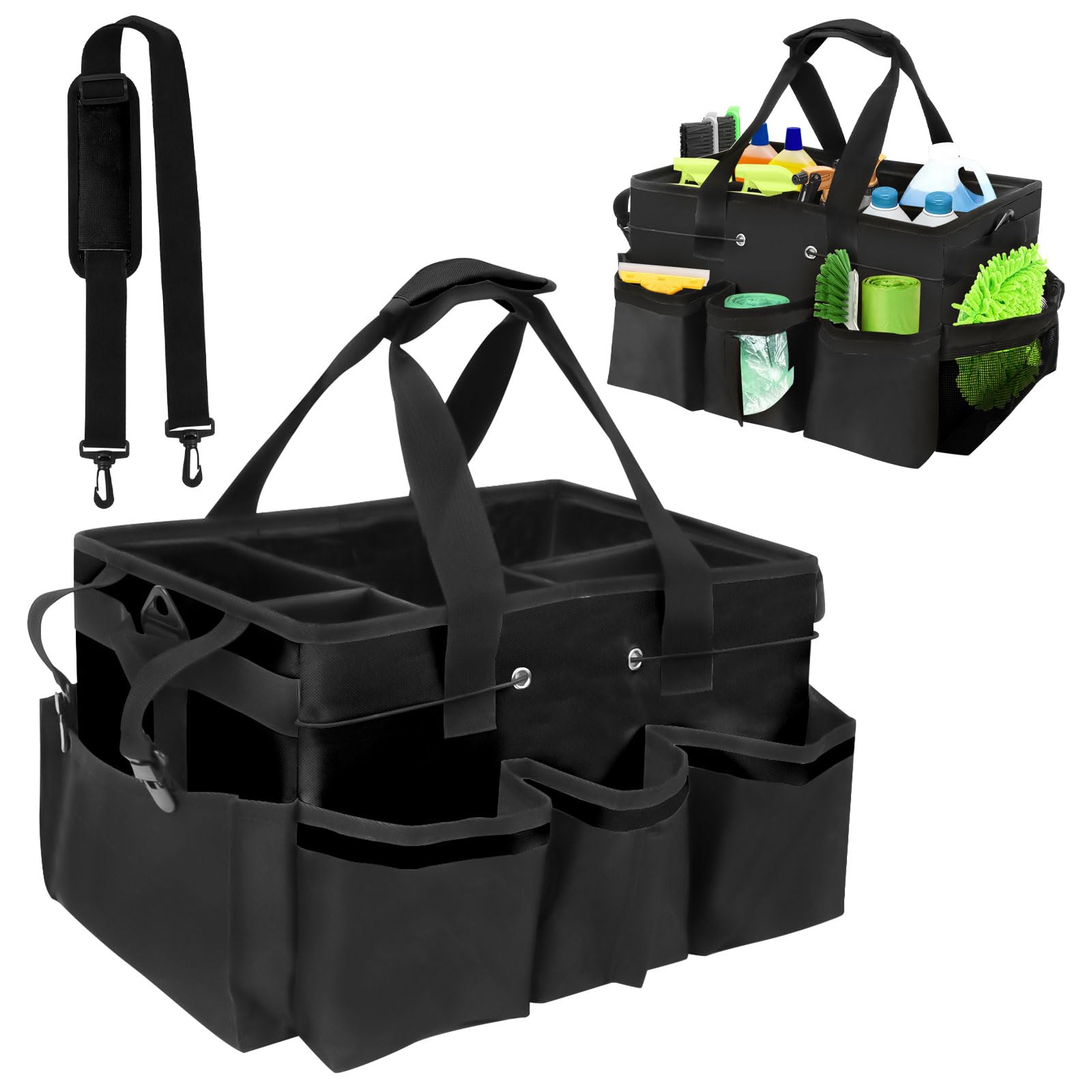 Yallmie Cleaning Caddy Bag with Handle, Cleaning Products Organiser Adjustable Gardening Tool Storage Bag